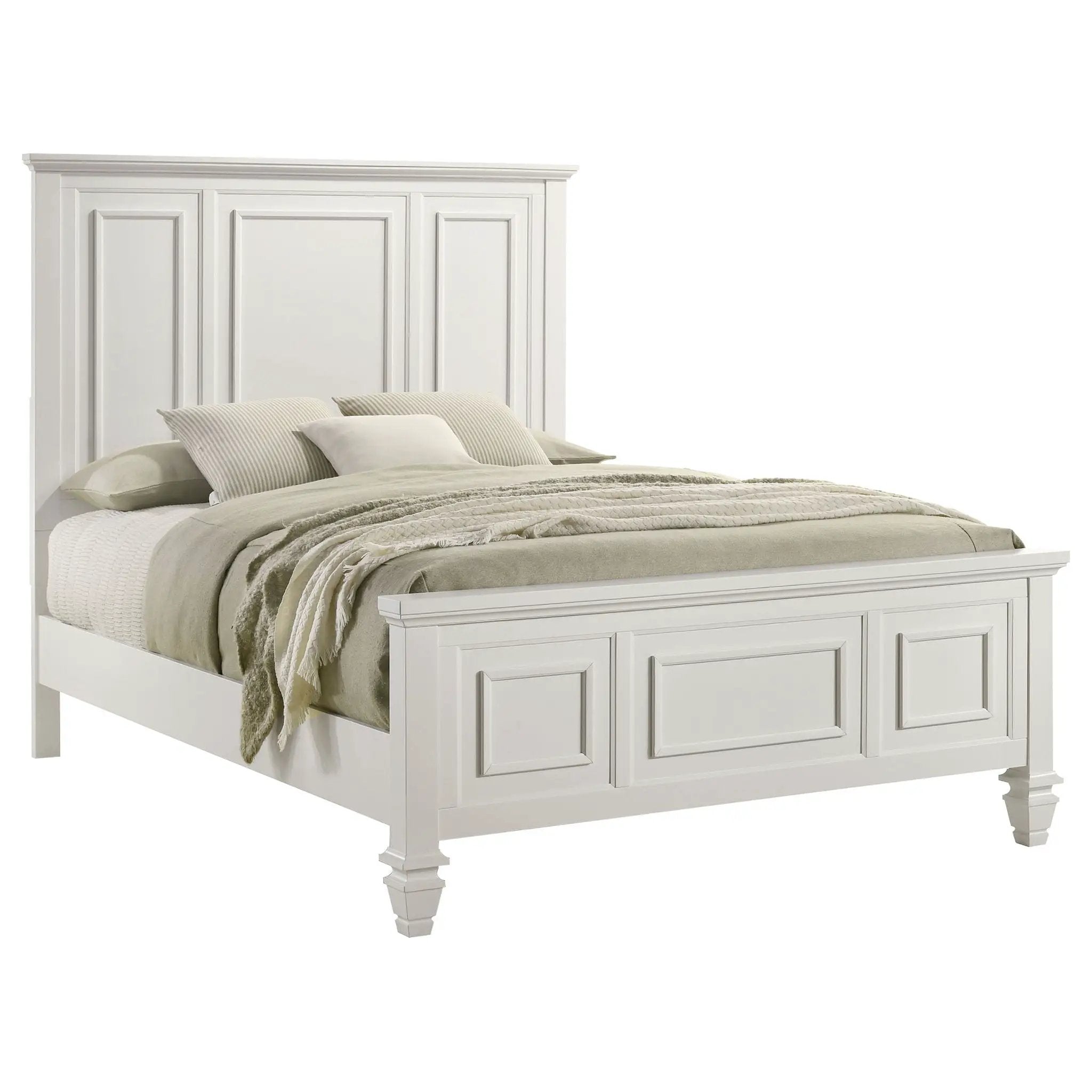 Copper - Queen Panel Bed With Structured Headboard And Slatted Design - White by HouseOfZazla