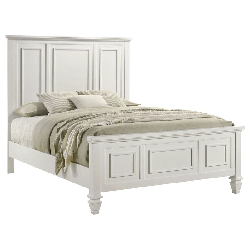 Copper - Queen Panel Bed With Structured Headboard And Slatted Design - White by HouseOfZazla