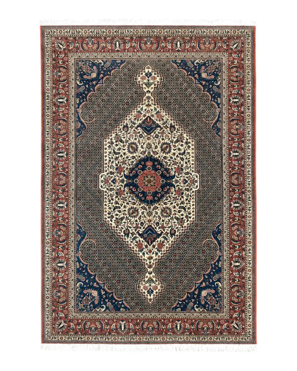 Persian Rug 7x10, Bakhtiari Saman Rug, Unique Design and Colors, Ivory Red Blue, Large Tribal Rug