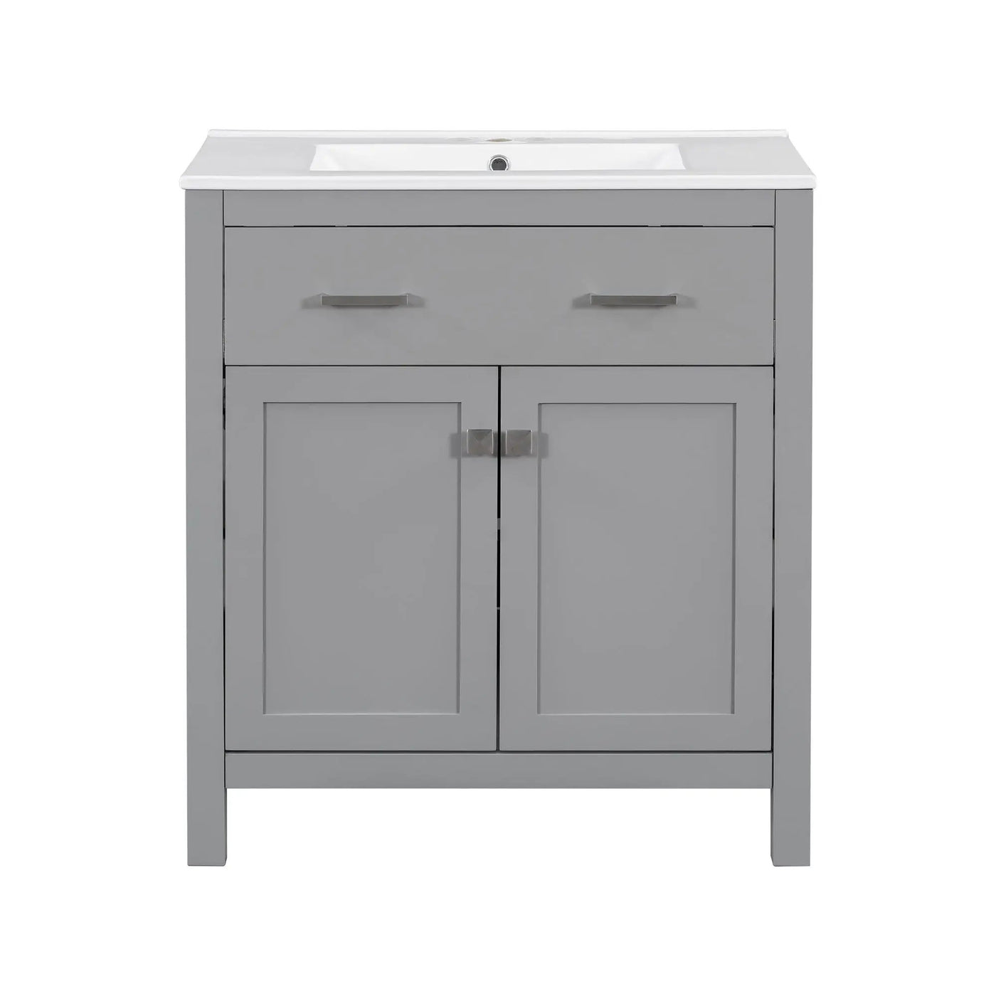 Bathroom Vanity With Ceramic Sink, Modern Single Bathroom Cabinet With 2 Doors And A Shelf, Soft Close Doors by HouseOfZazla