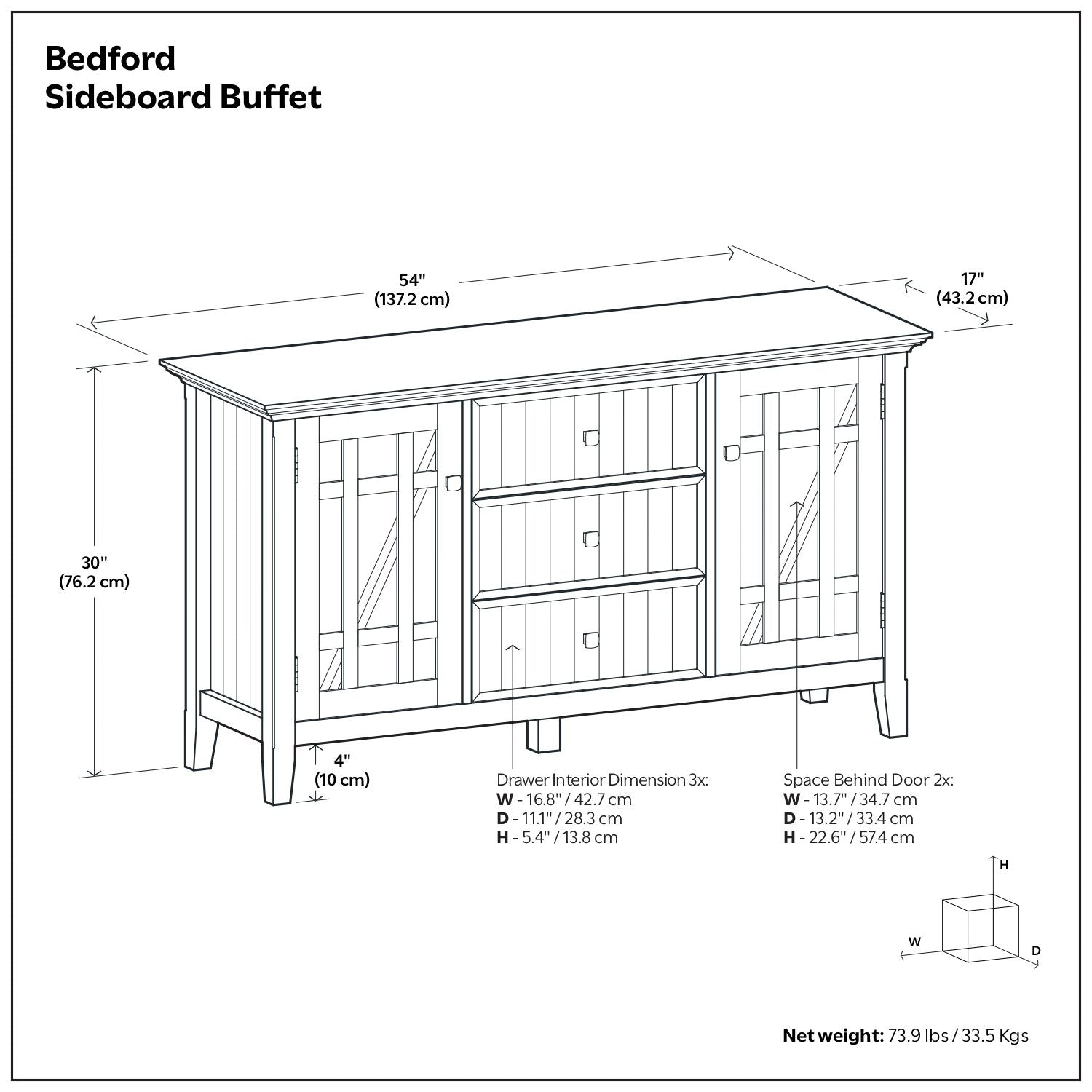 Bedford - Sideboard Buffet - White by HouseOfZazla