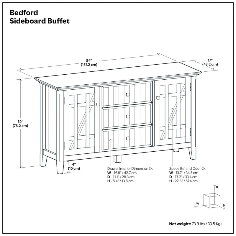Bedford - Sideboard Buffet - White by HouseOfZazla