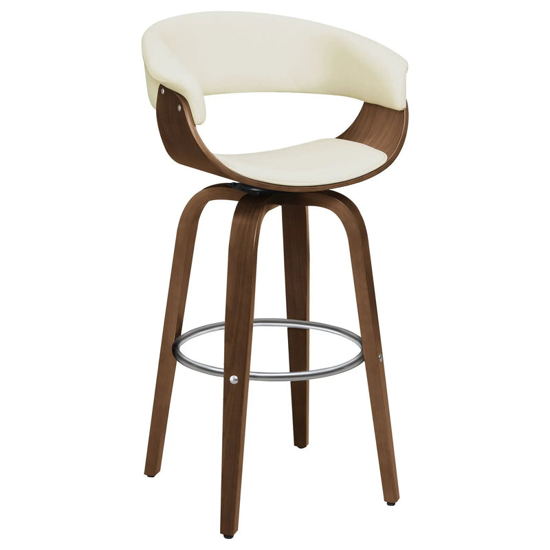 Zion Upholstered Swivel Bar Stool Walnut and Ecru by Unique Piece Furniture