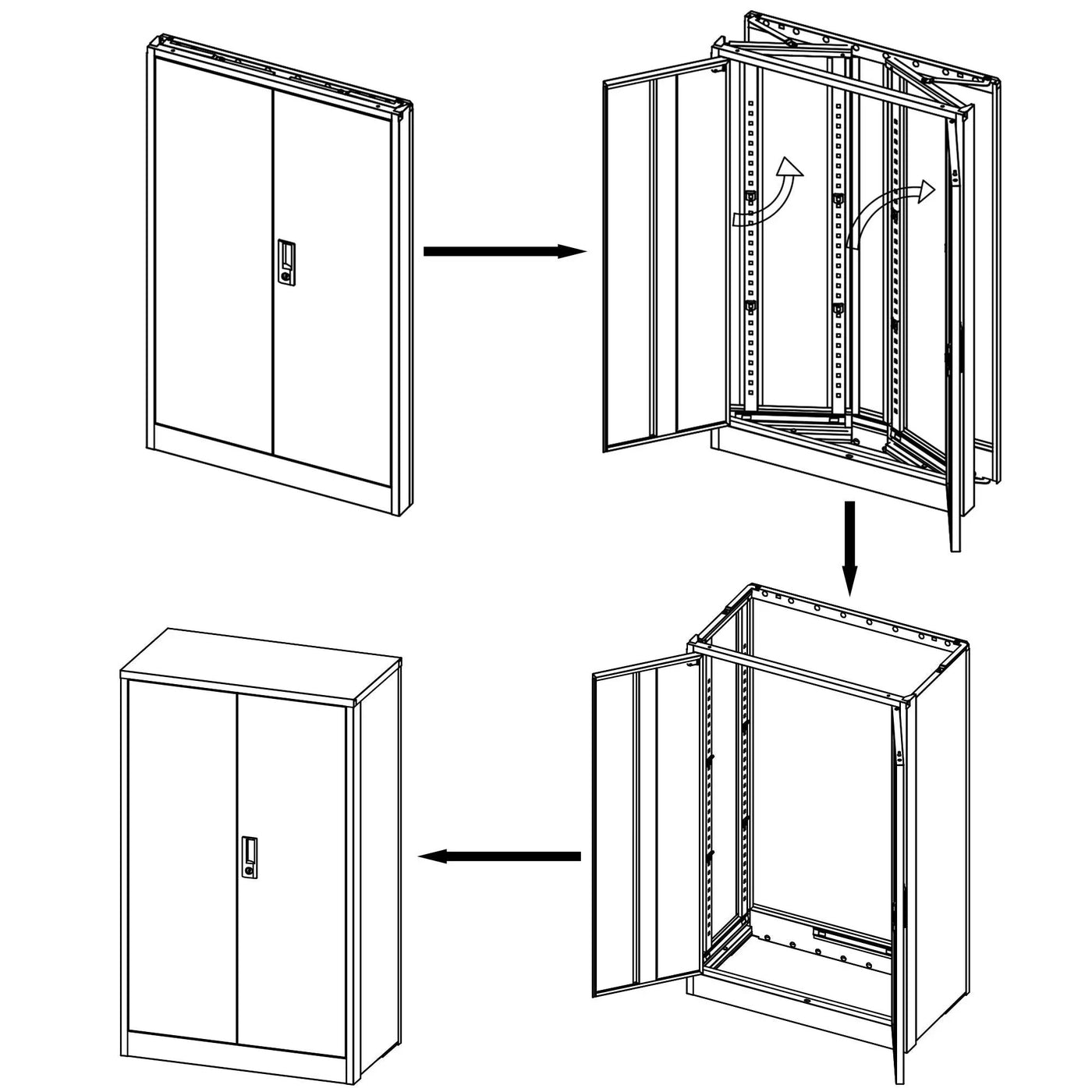 Metal Storage Cabinet With Locking Doors And Adjustable Shelf, Folding Filing Storage Cabinet, Folding Storage Locker Cabinet For Home Office, School, Garage by Unique Piece Furniture