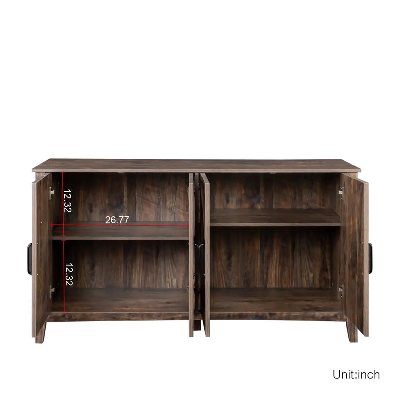 Cabinet with 4 Doors and 4 Open Shelves Freestanding Sideboard by HouseOfZazla