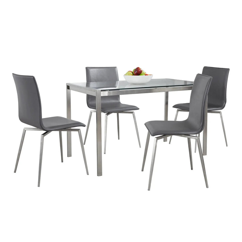 Fuji Mason - Upholstered Swivel Contemporary Dining Set Dining Set, Glass, 5 Piece by HouseOfZazla