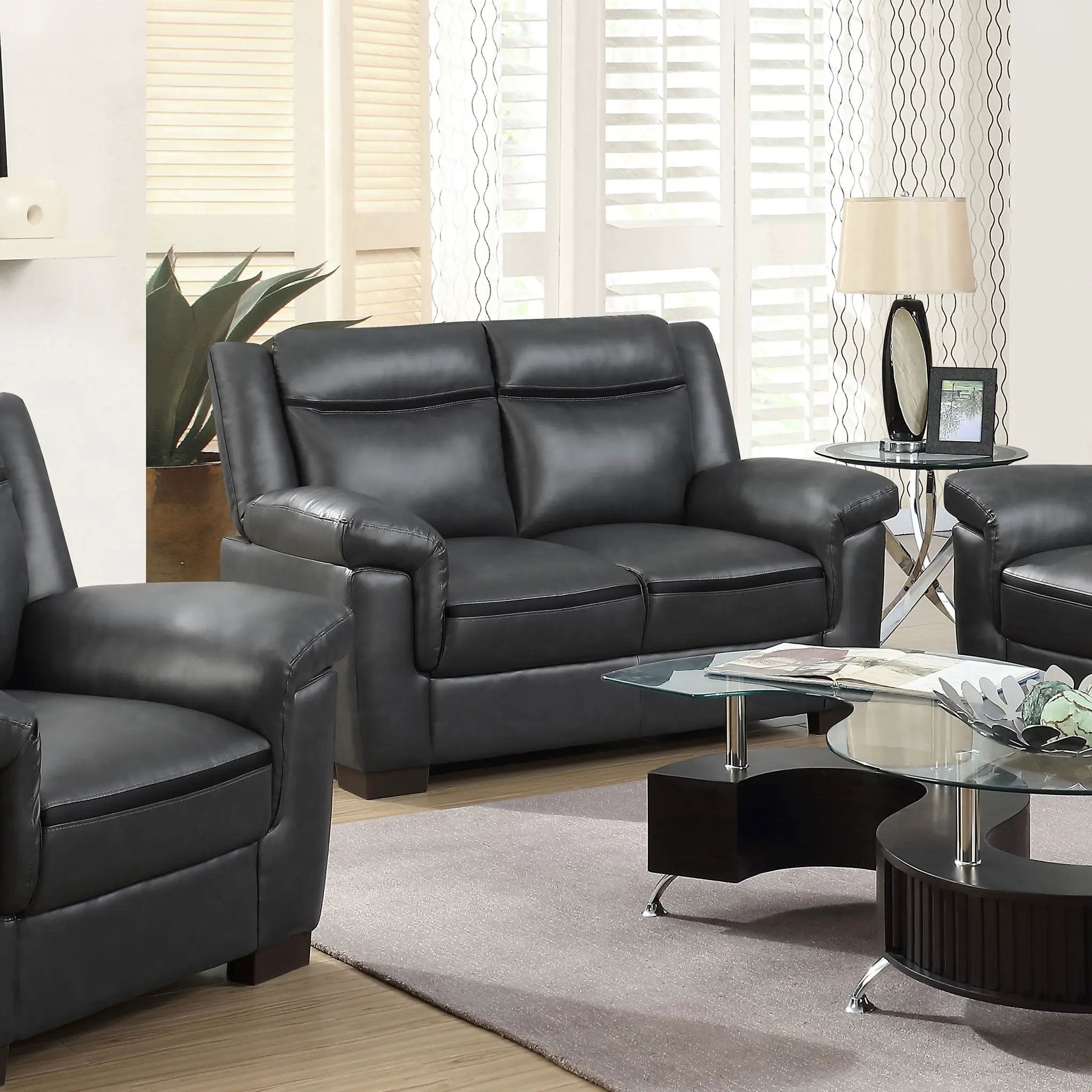 Arabella Upholstered Padded Arm Loveseat Grey by Unique Piece Furniture