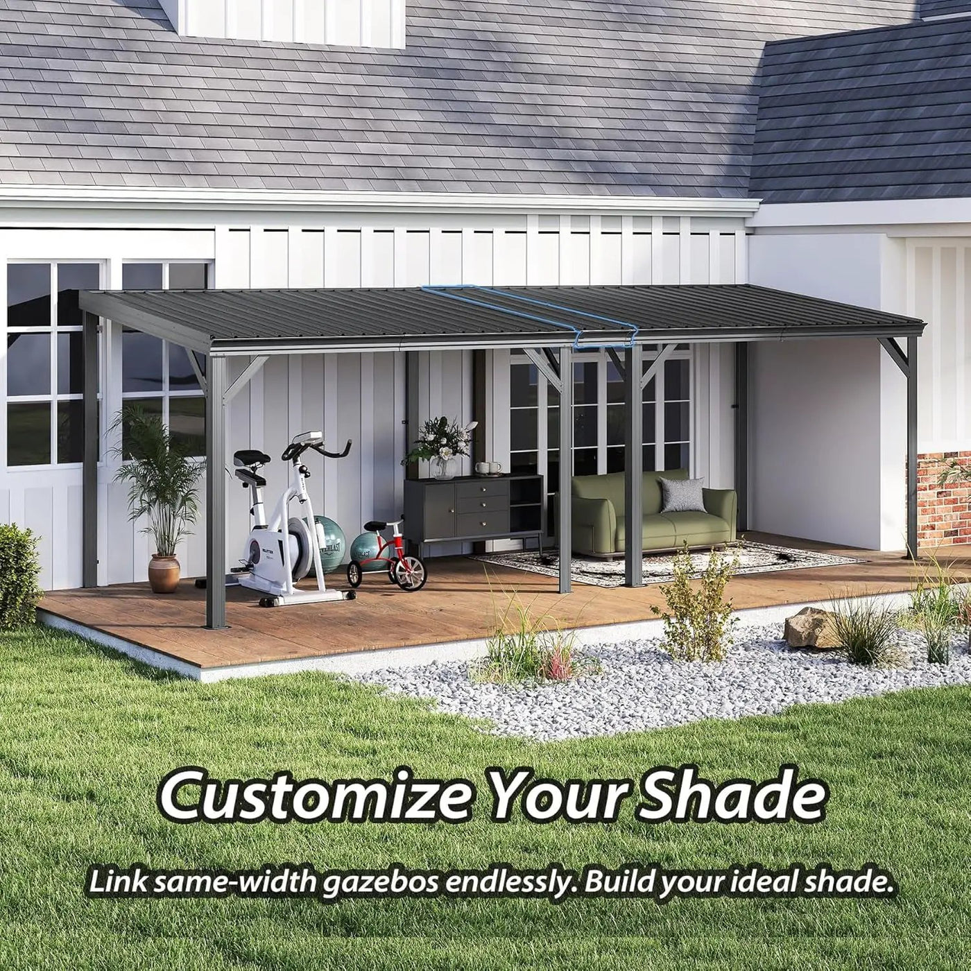 12'x16' Hardtop Lean-To Gazebo with Gutters by HouseOfZazla