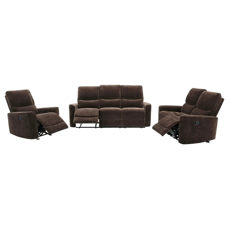Navarro 3-piece Upholstered Reclining Sofa Set Dark Brown by Unique Piece Furniture
