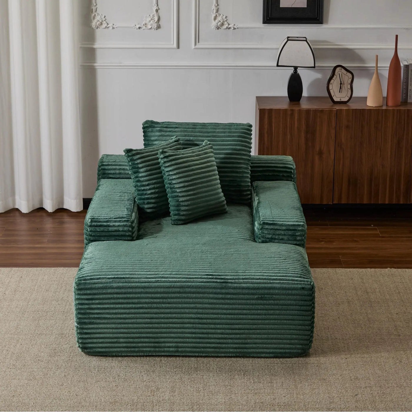 Oversized Chaise Lounge Chair Cozy Cloud Couch With 3 Throw Pillows And Wide Armrest by HouseOfZazla