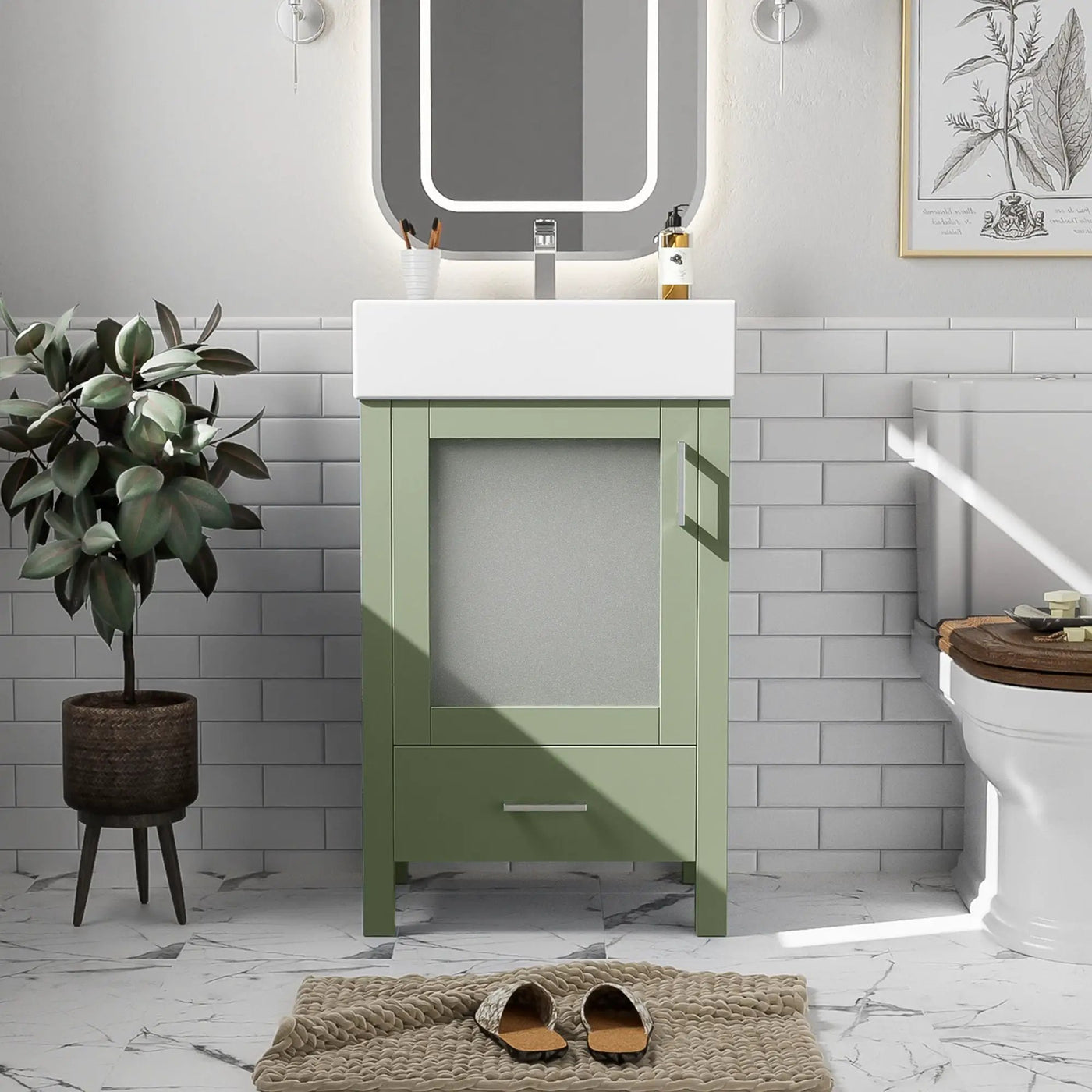 Bathroom Vanity With Ceramic Sink And Ample Storage, Ideal For Small Bathrooms by Unique Piece Furniture