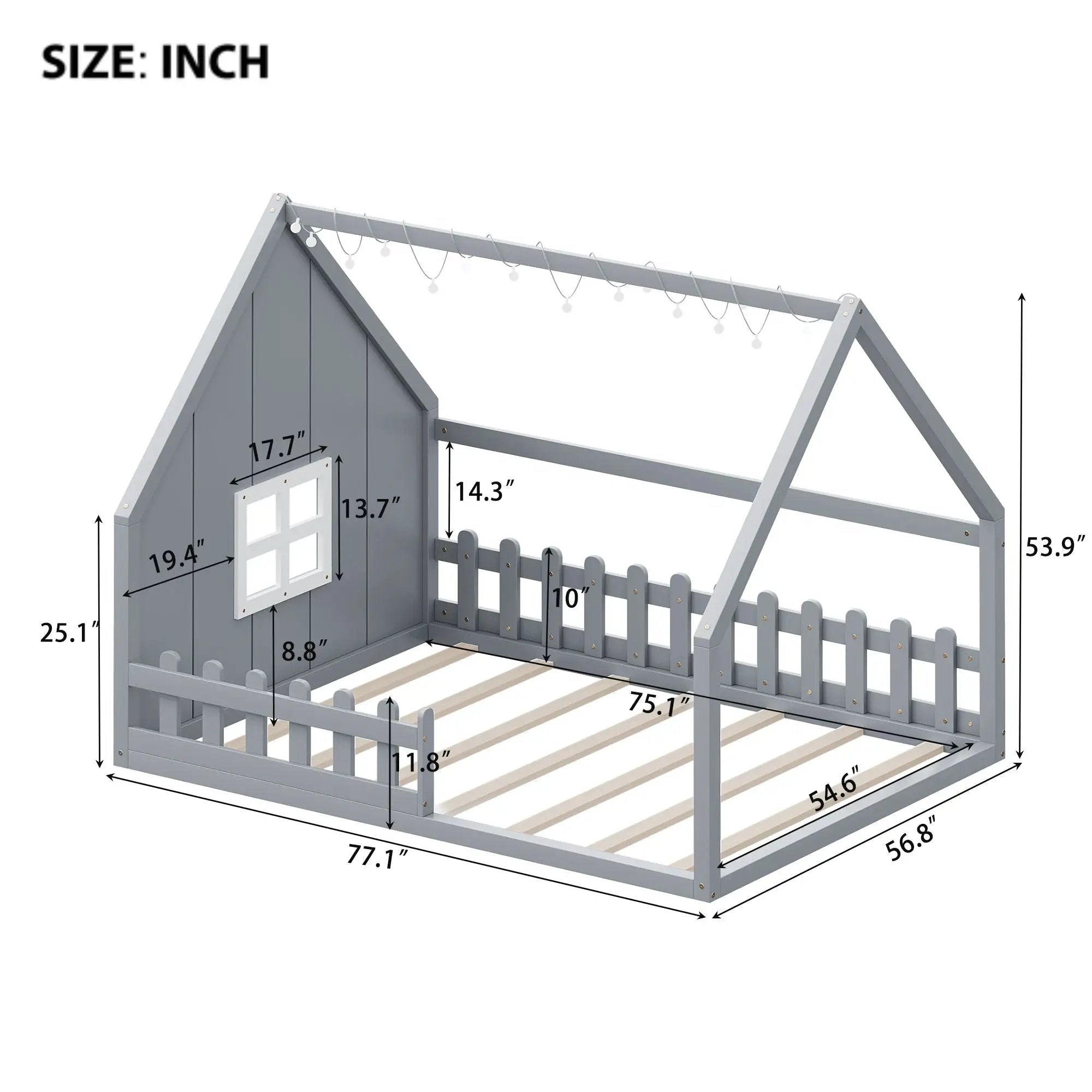 House Bed With Window And Fence by Unique Piece Furniture