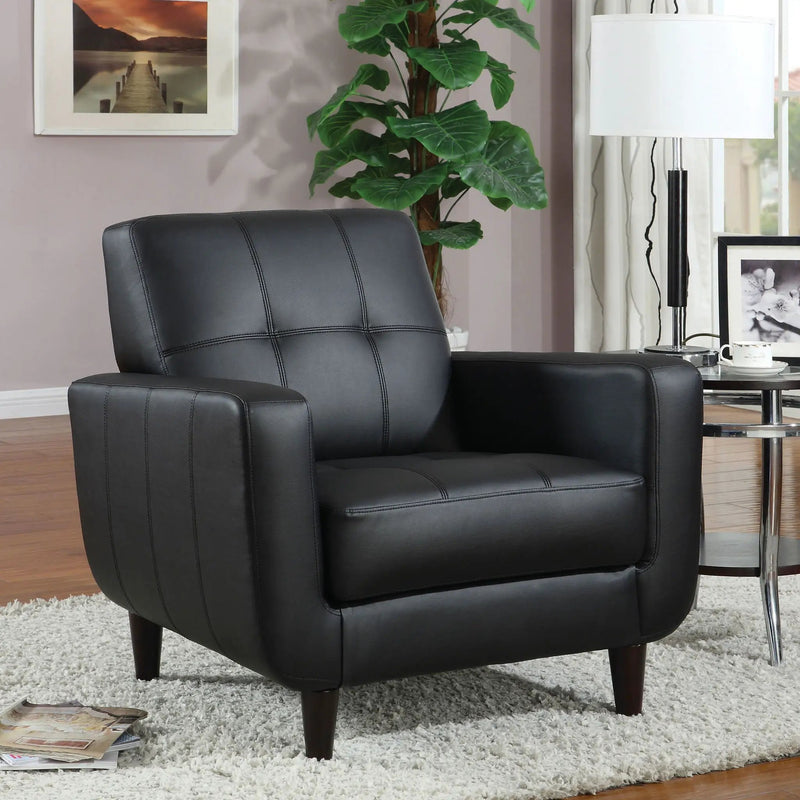 Track Arm Accent Chair With Tufted Upholstery - Black by HouseOfZazla