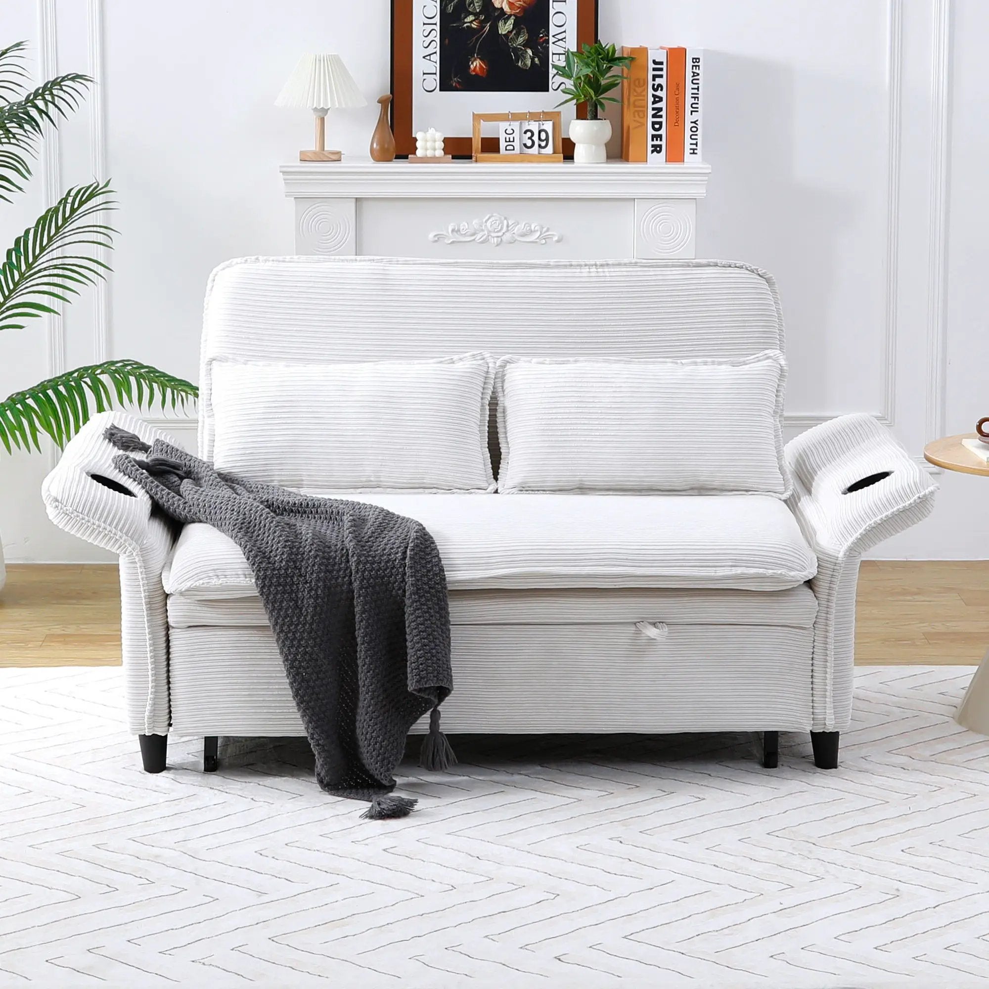 Modern Fabric Multi-Functional Sofa Bed With Adjustable Armrests And Backrests by Unique Piece Furniture