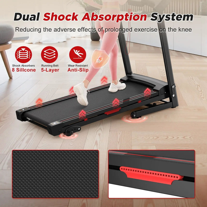 Folding Treadmills For Home - 3.5Hp Portable Foldable With Incline, Electric Treadmill For Running Walking Jogging Exercise With 12 Preset Programs, Indoor Workout Training Space Save Apartment, App - Black by HouseOfZazla