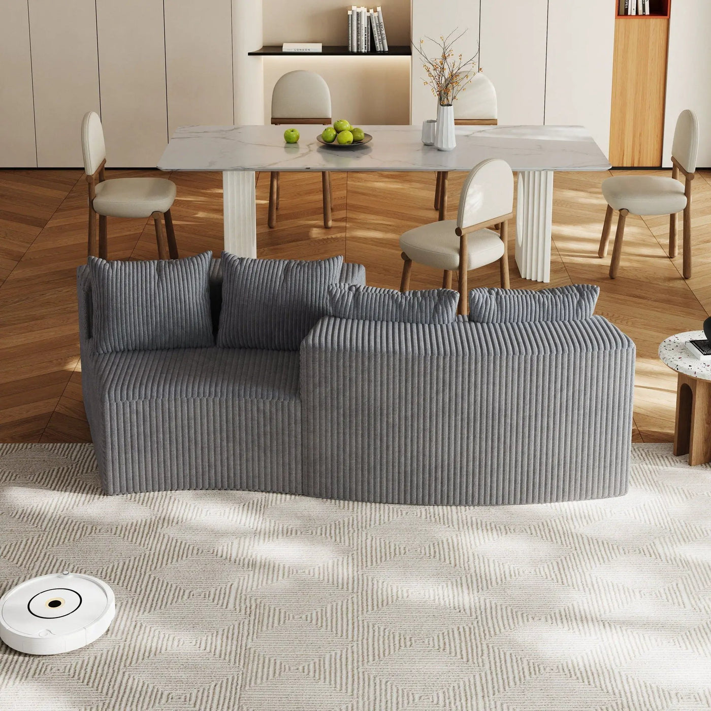 Curved Sectional Sofa With 4 Pillows, Modular Semi Circular Design by HouseOfZazla