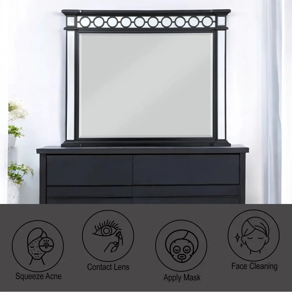 Varian II - Mirror - Mirrored, Black & Sliver by Unique Piece Furniture