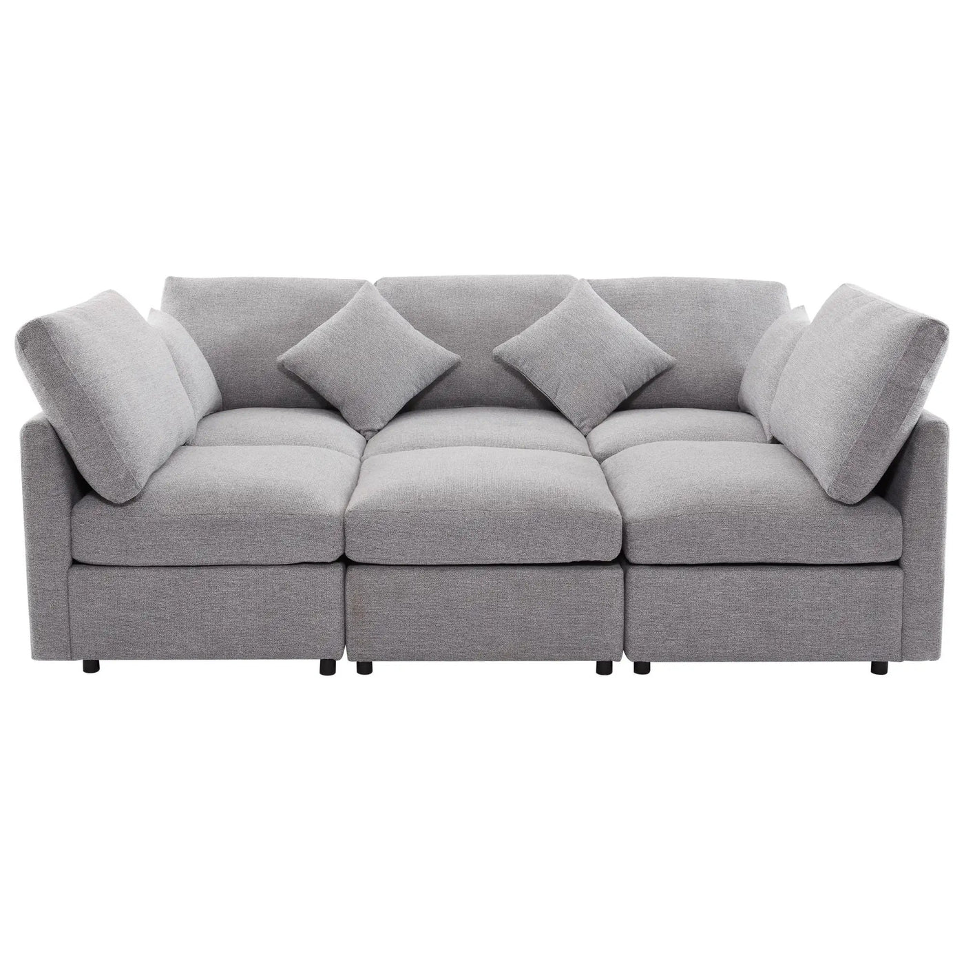 Sectional Sofa Modular U-Shaped With Ottoman & USB Ports by HouseOfZazla