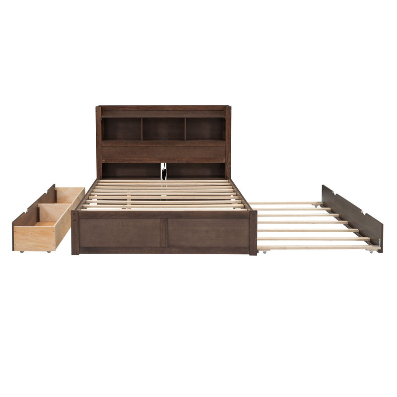 Storage Platform Bed With Pull Out Shelves, Trundle, And 2 Drawers by HouseOfZazla