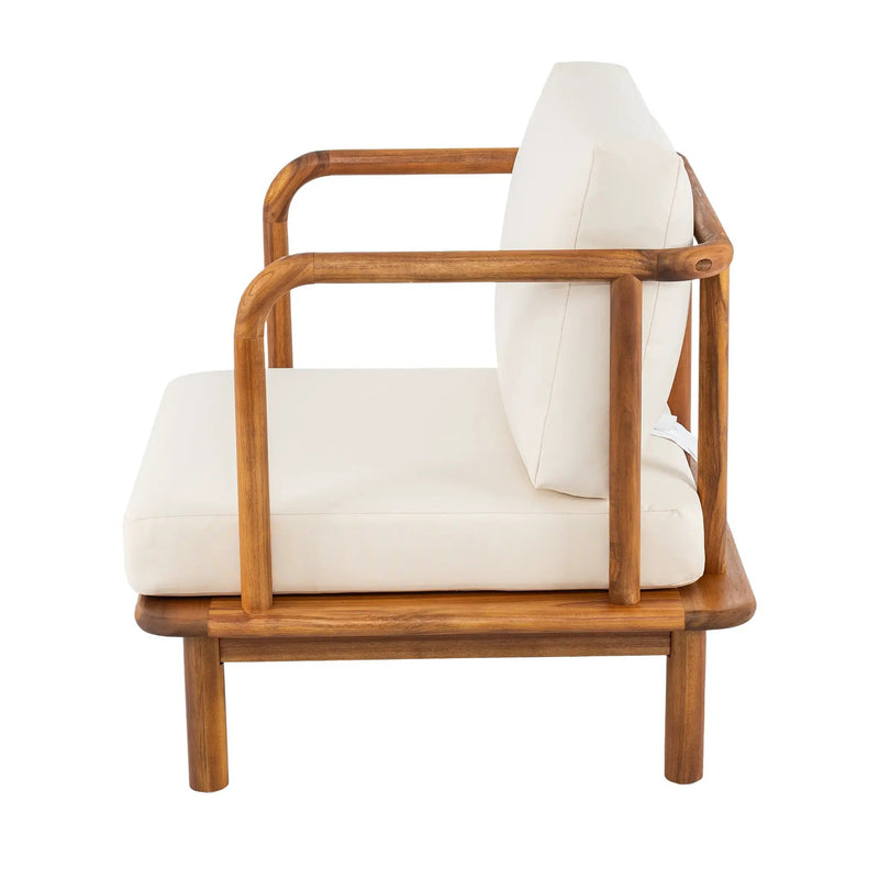Canape 4-Pieces Acacia Conversation Set with Cream Cushion, Teak by HouseOfZazla