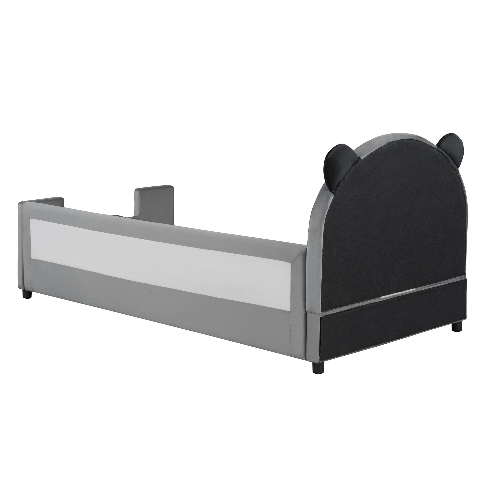 Upholstered Daybed With Bear Shaped Headboard, Hydraulic System And Breathable Fence by HouseOfZazla