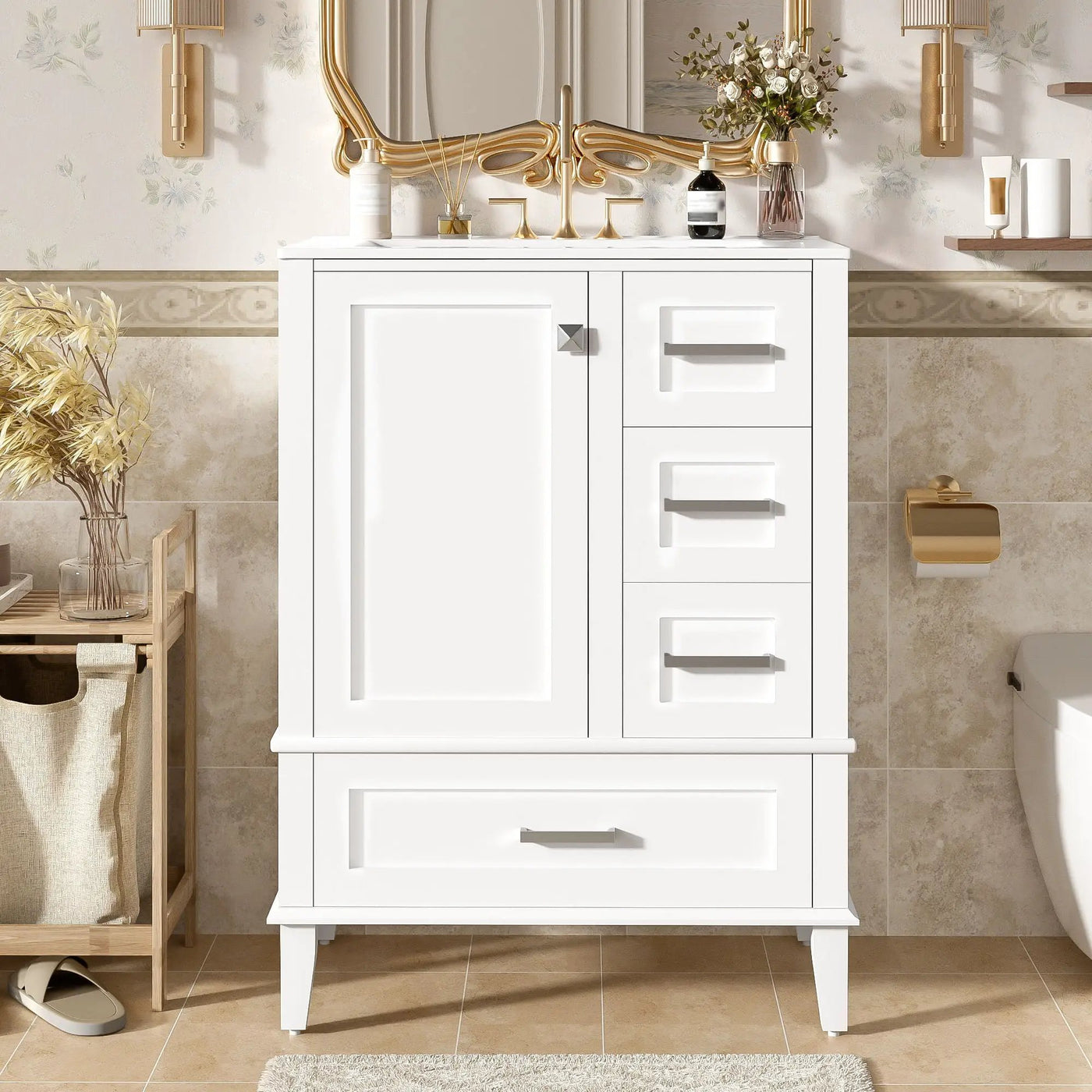 Bathroom Vanity, Modern Bathroom Cabinet With Sink Combo Set, Bathroom Storage Cabinet With A Soft Closing Door And 3 Drawers, Solid Wood Frame by Unique Piece Furniture