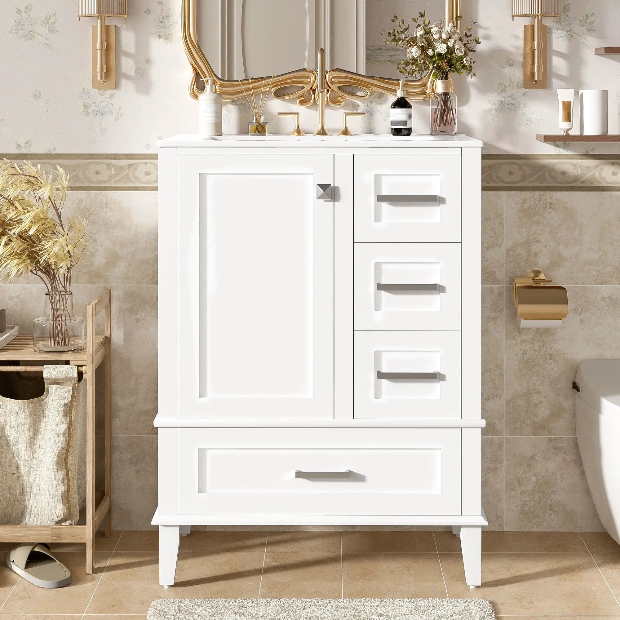 Bathroom Vanity, Modern Bathroom Cabinet With Sink Combo Set, Bathroom Storage Cabinet With A Soft Closing Door And 3 Drawers, Solid Wood Frame by Unique Piece Furniture