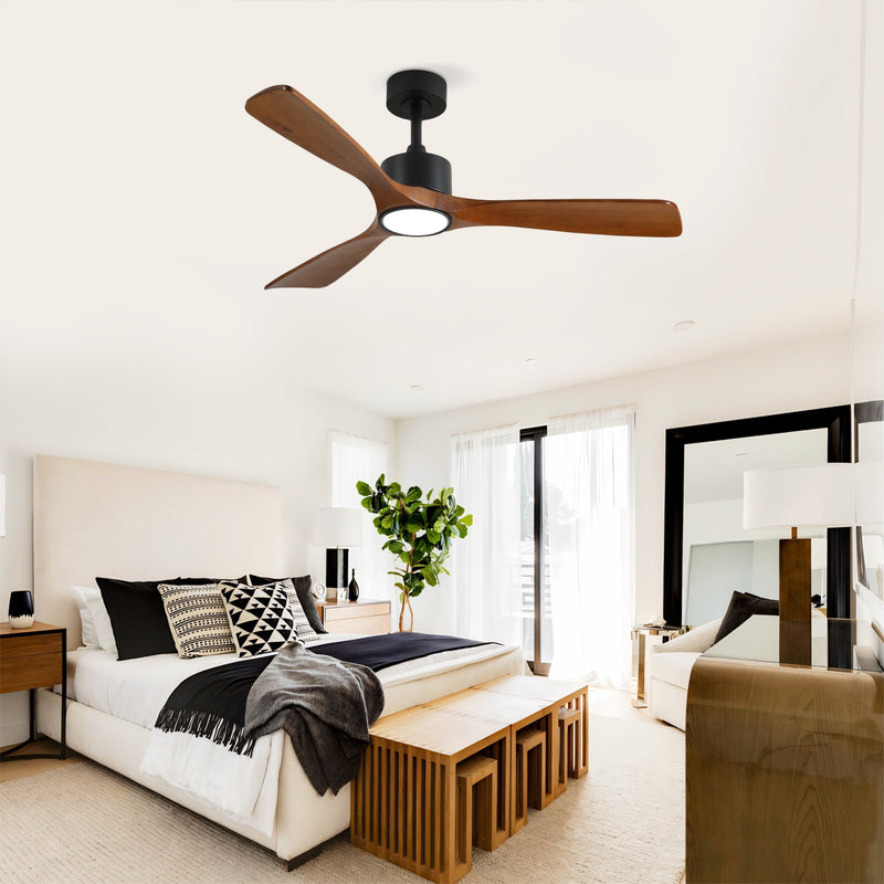 52 Inch Solid Wood Ceiling Fan with Light Kit and Remote Control by HouseOfZazla