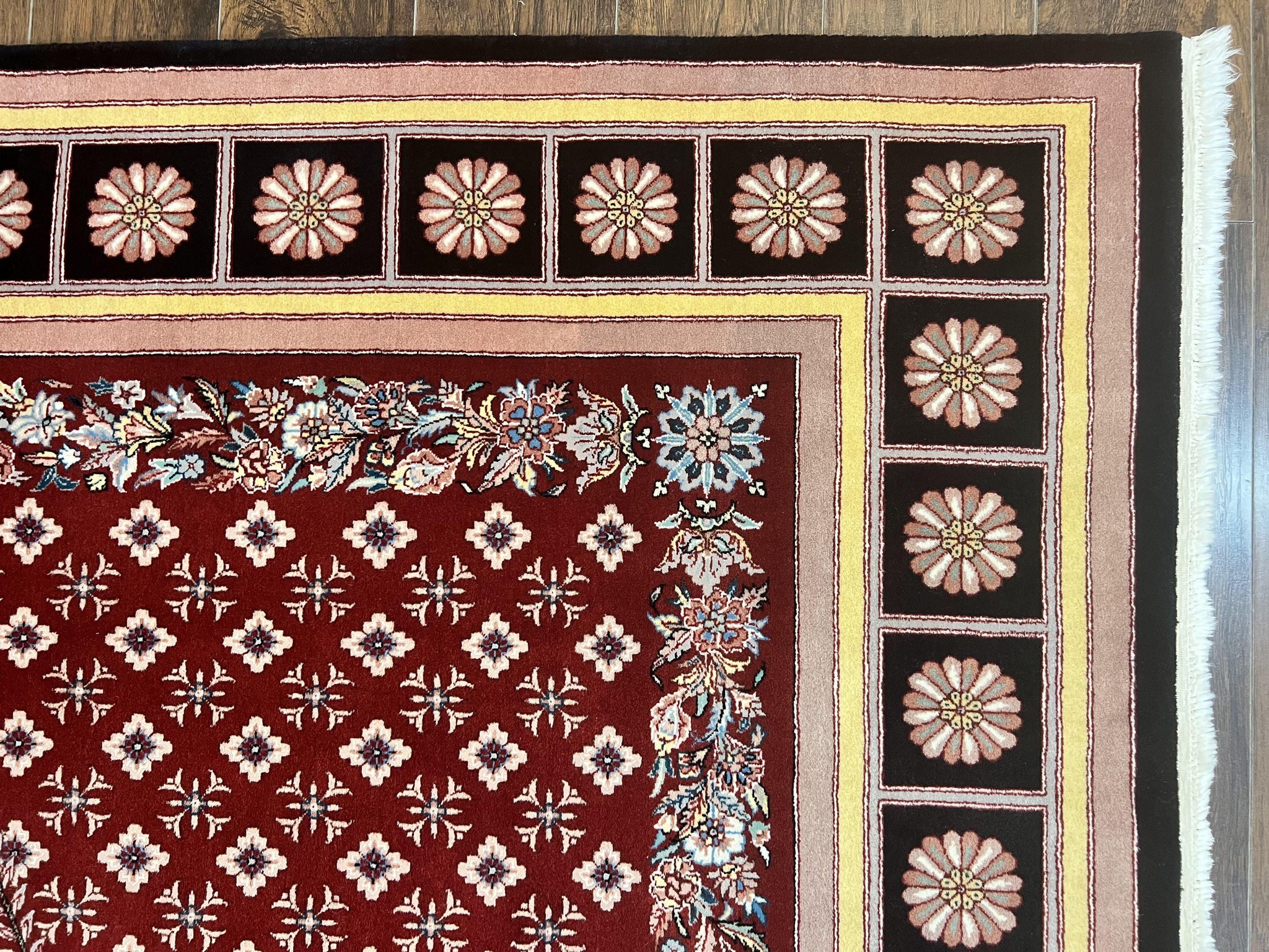 Pakistani Rug 6x9, European Aubusson Design, Wool Handmade Vintage Carpet, Dark Red, 6 x 9 Medium Sized Rug by Jewel Rugs