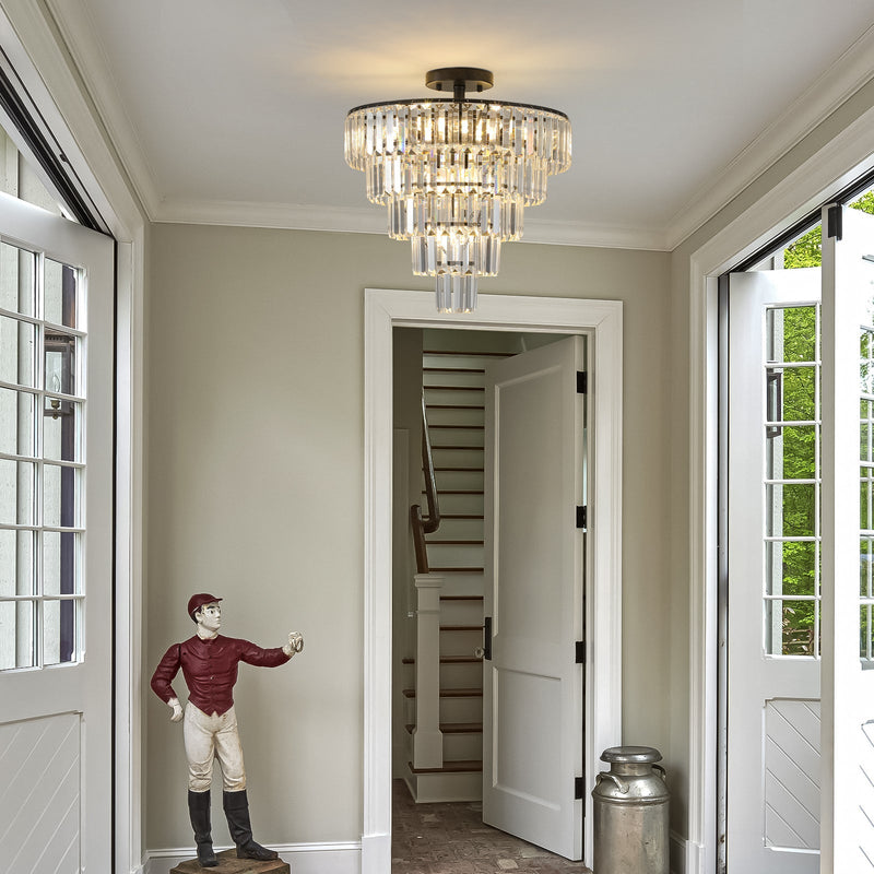 20" Black Crystal Chandelier Ceiling Light by HouseOfZazla