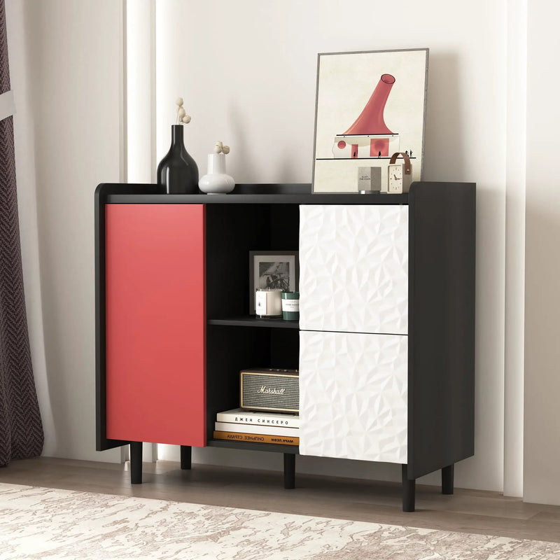 Modern Sideboard Buffet Cabinet With Doors And Unique Panel Styling by HouseOfZazla