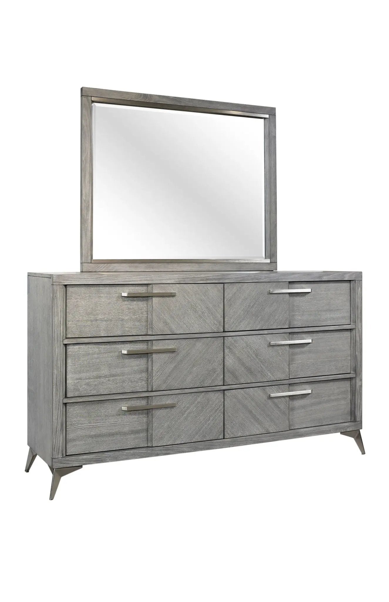 6 Drawer Dresser Book Matched Veneers - Gray by Unique Piece Furniture