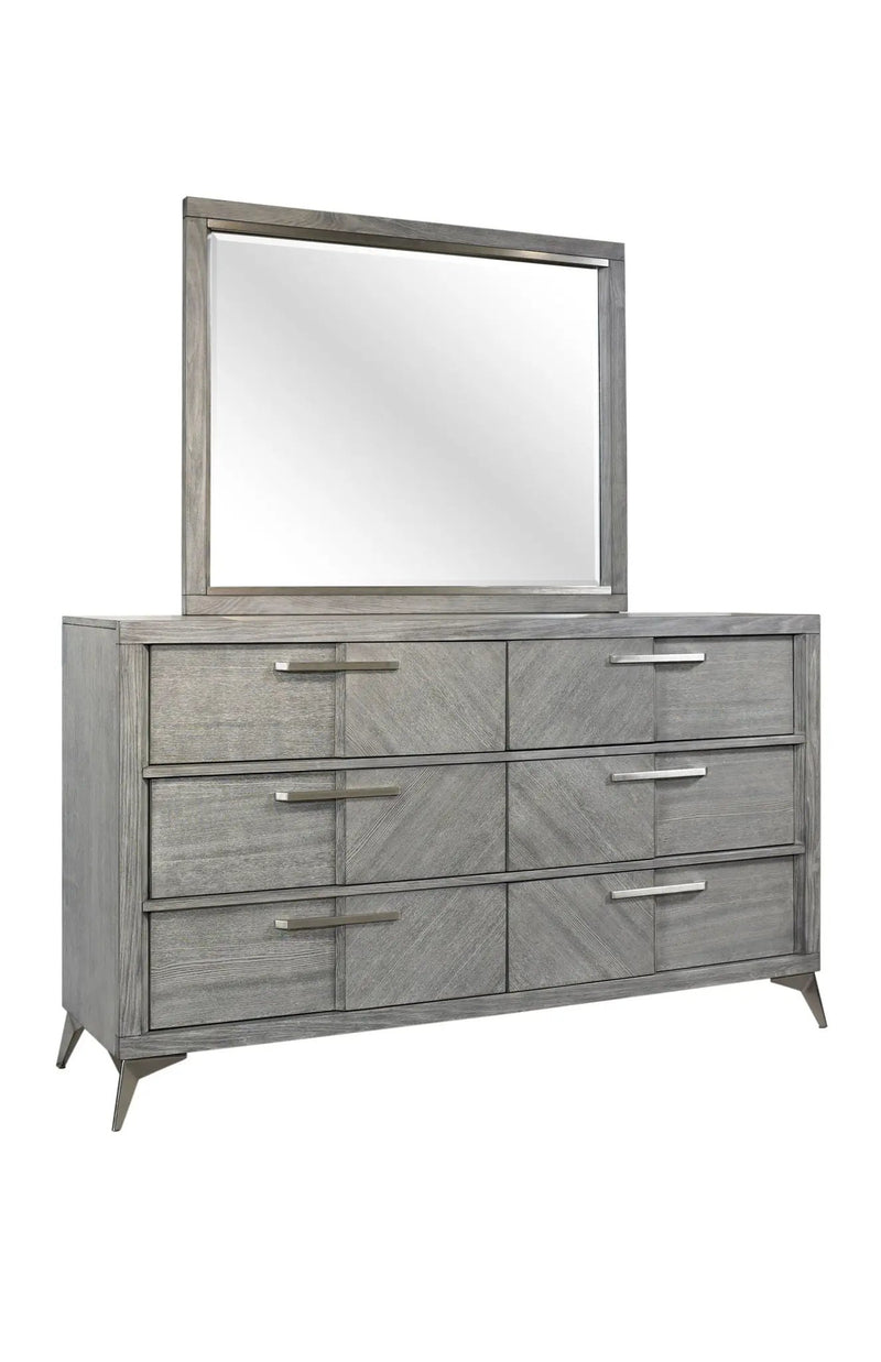 6 Drawer Dresser Book Matched Veneers - Gray by HouseOfZazla