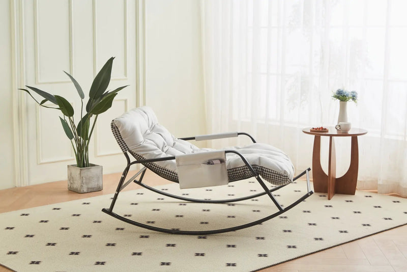 Samba Rocking Chair with Extra-Wide Technical Leather Upholstered Gliding Chair by HouseOfZazla