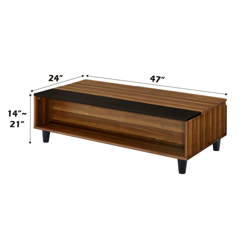 Avala - Coffee Table With Lift Top - Walnut / Black by HouseOfZazla