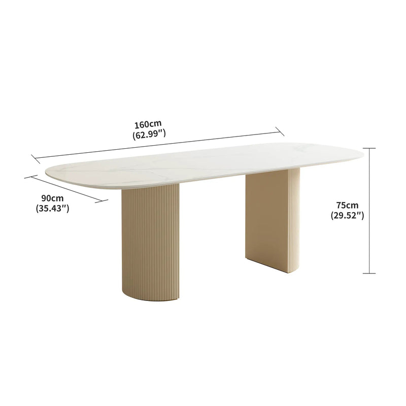 Stainless Steel Dining Table with Rock Plate and Woven Leather, photo 7 of 7