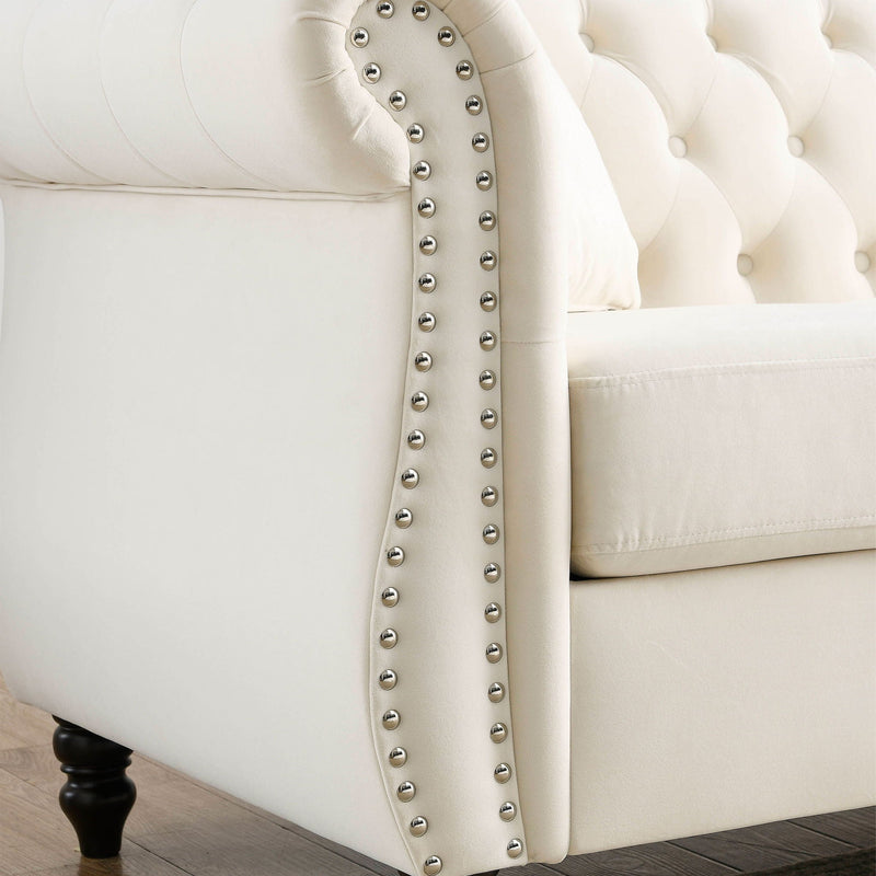 Chesterfield Sofa With Rolled Arms And Nailhead Trim by HouseOfZazla