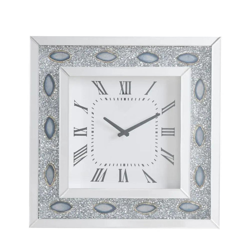 Sonia - Wall Clock - Mirrored & Faux Agate by Unique Piece Furniture