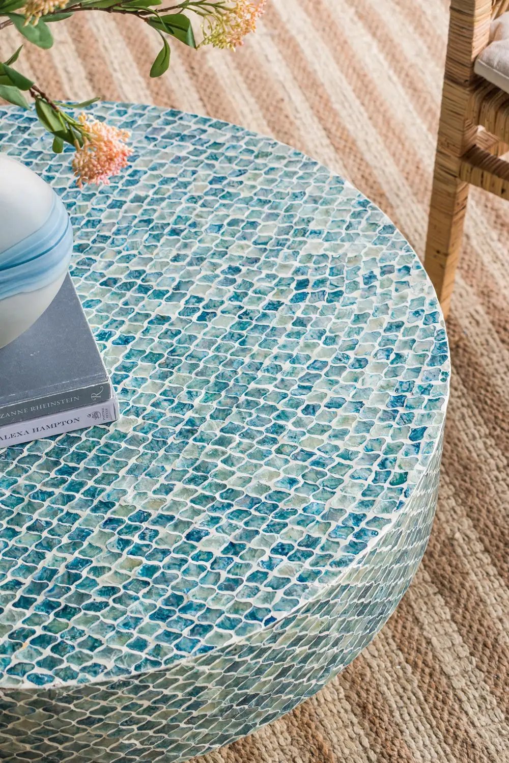 Unique Capiz Coffee Table & Pedestal Base by Unique Piece Furniture