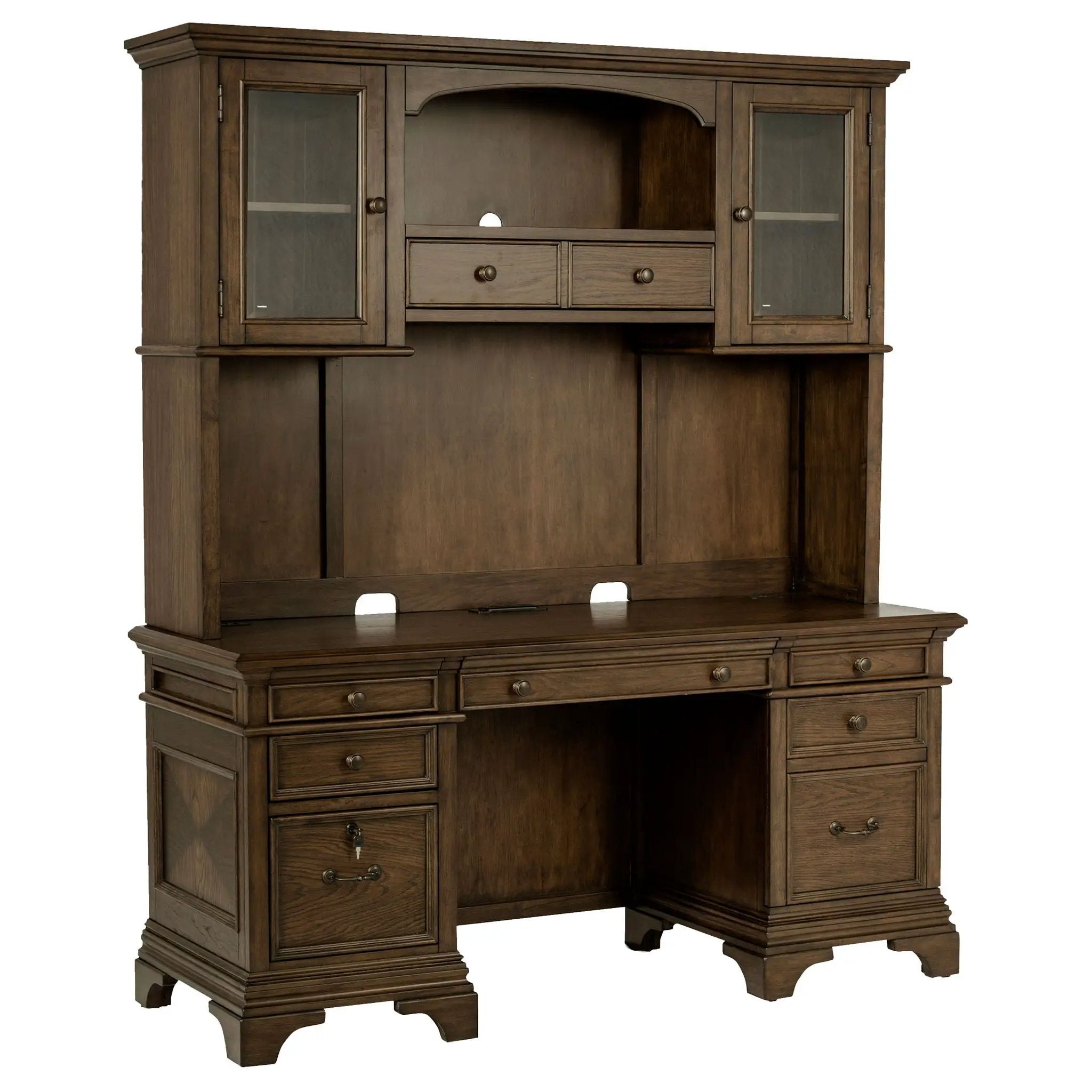 Hartshill 66-inch 5-drawer Credenza with Hutch Burnished Oak by Unique Piece Furniture