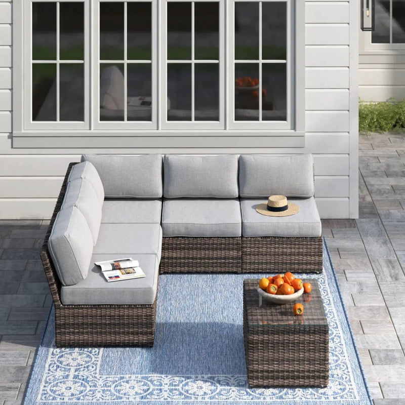 Comfortable Modern Patio Rattan Sectional Set With Cushions by HouseOfZazla