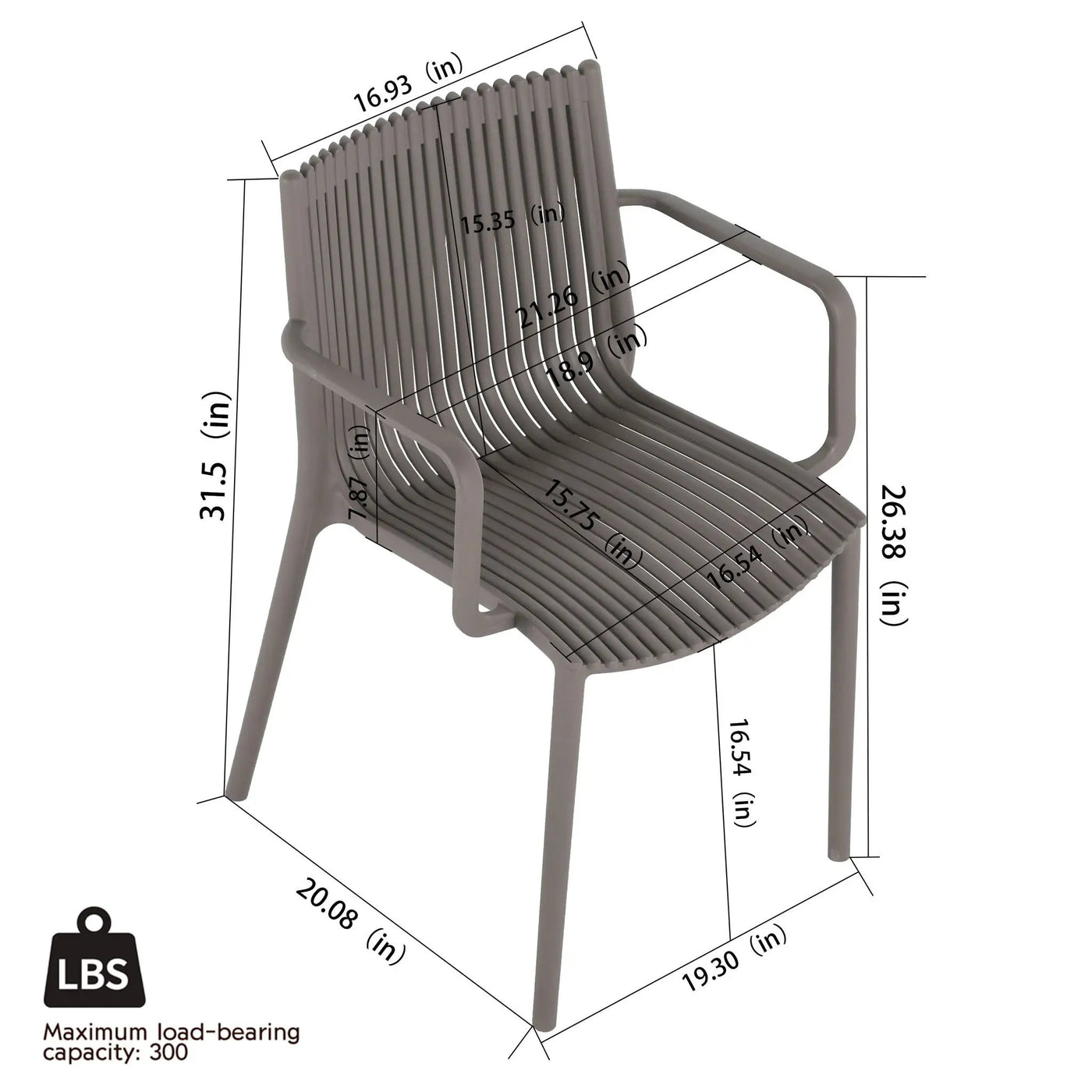 4 Piece Stackable Single Chairs With Vertical Stripe Design For All Weather by HouseOfZazla