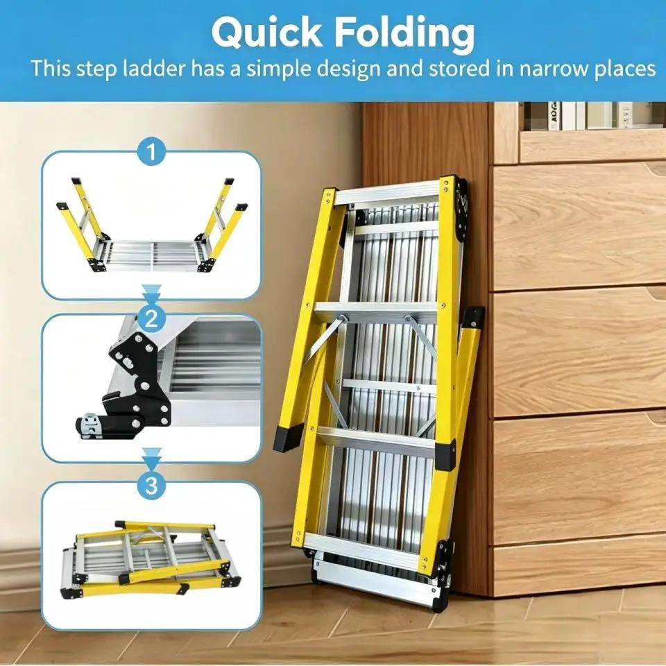 Aluminum Step Ladder Heavy Duty Foldable Aluminum Platform 330 Lbs Capacity by HouseOfZazla