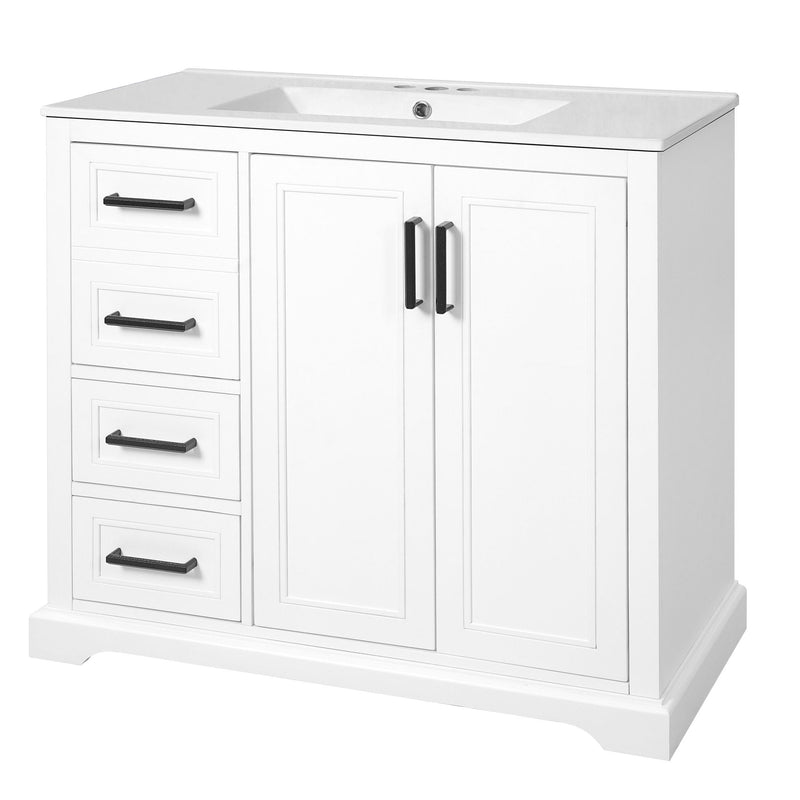 Bathroom Vanity With Sink, Soft Close Doors, Adjustable Shelf & 3 Drawers by HouseOfZazla
