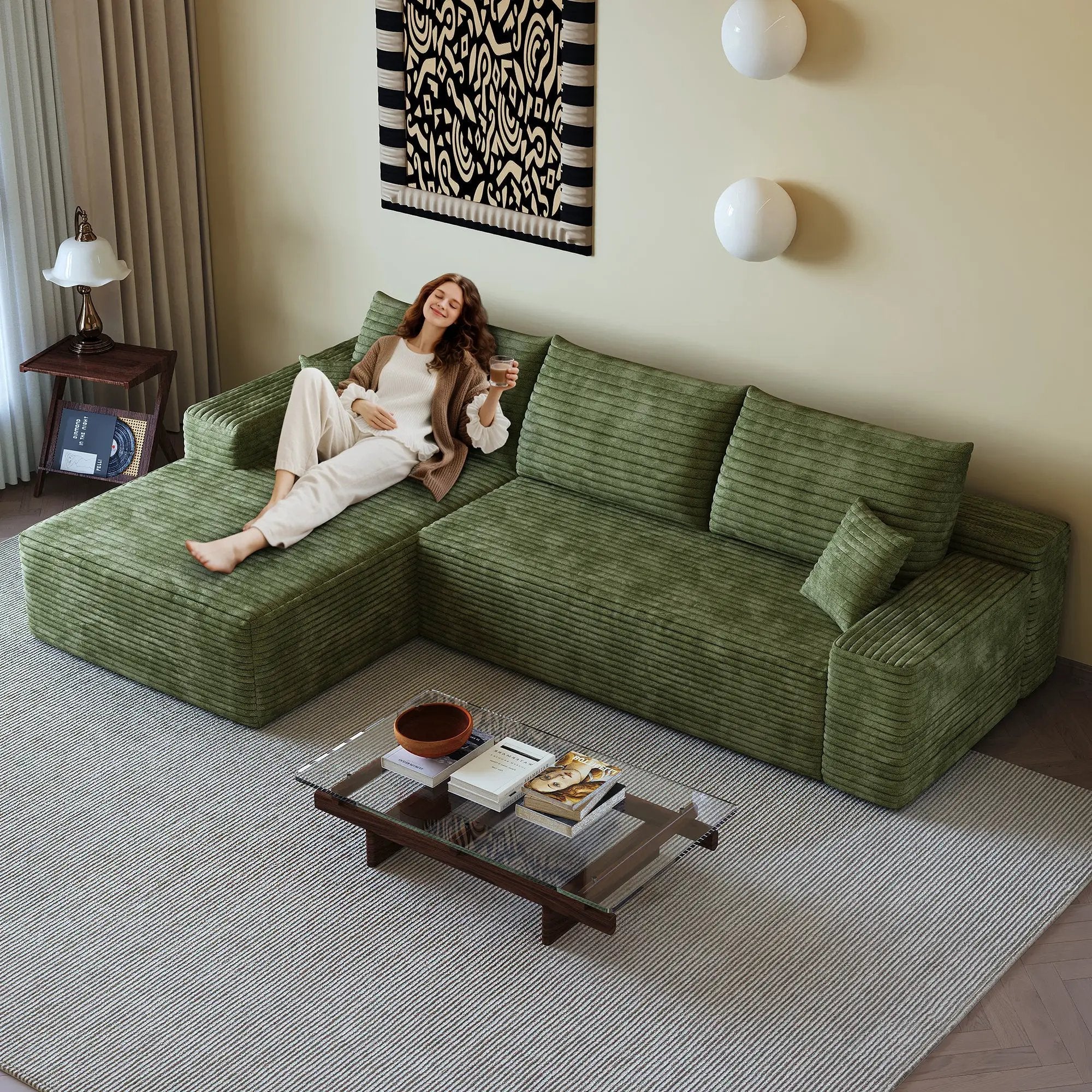 107" Cloud Sectional Couch with L-Shape Chaise by HouseOfZazla