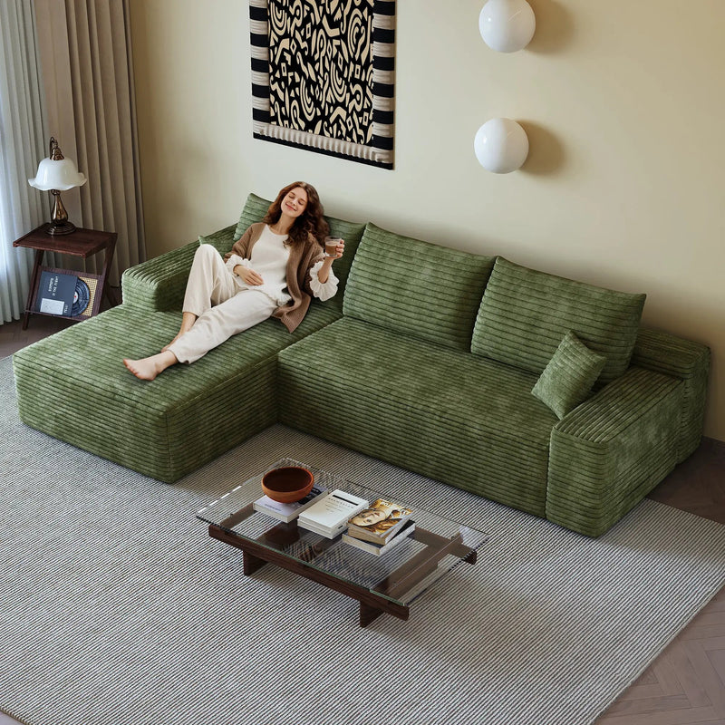 107" Cloud Sectional Couch with L-Shape Chaise by HouseOfZazla
