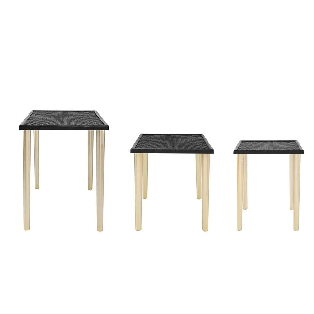 Side Tables (Set of 3) - Black / Gold by HouseOfZazla