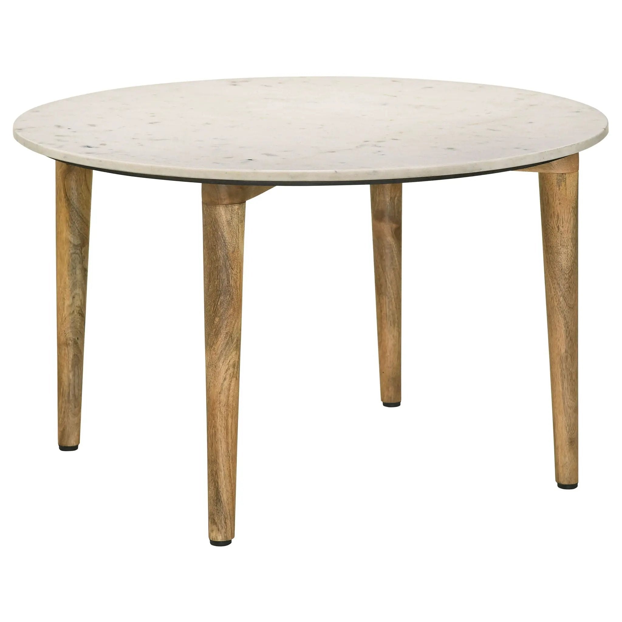 Aldis Round Marble Top Coffee Table White and Natural by Unique Piece Furniture