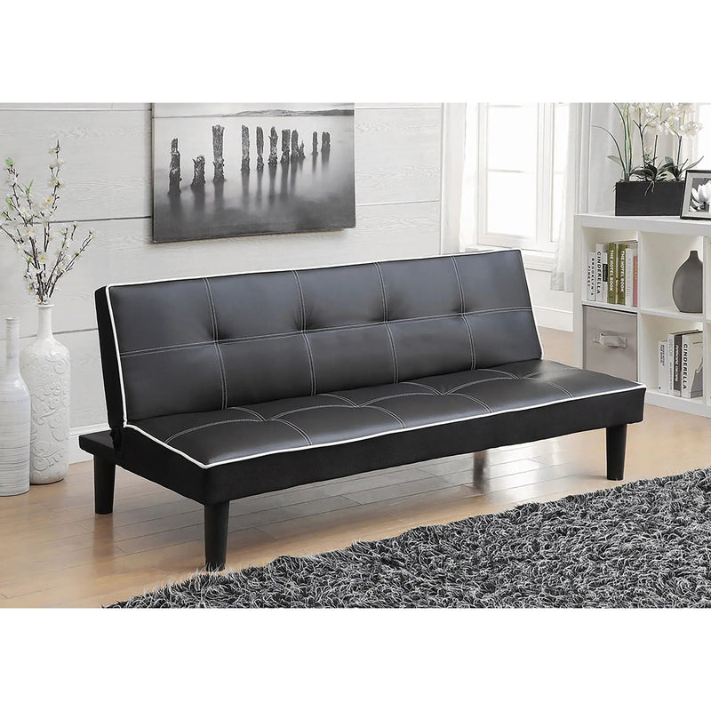 Cranston - Armless Sofa Bed With Contrast Piping - Black by HouseOfZazla