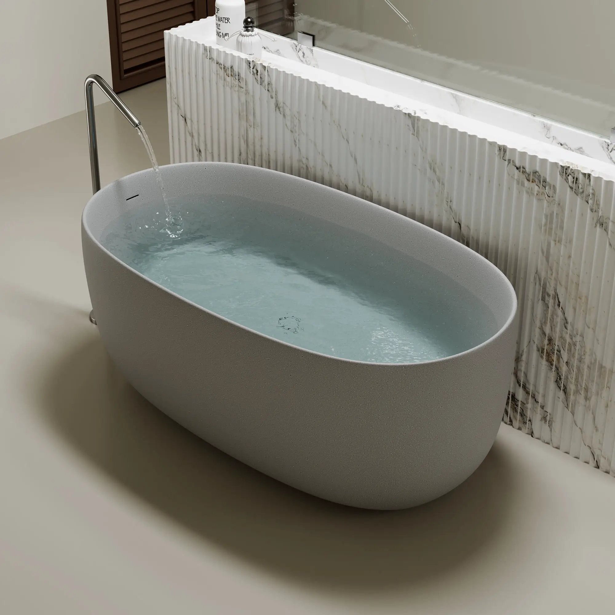 47'' Freestanding Bathtub Resin Stone Soaking Bathtub by HouseOfZazla